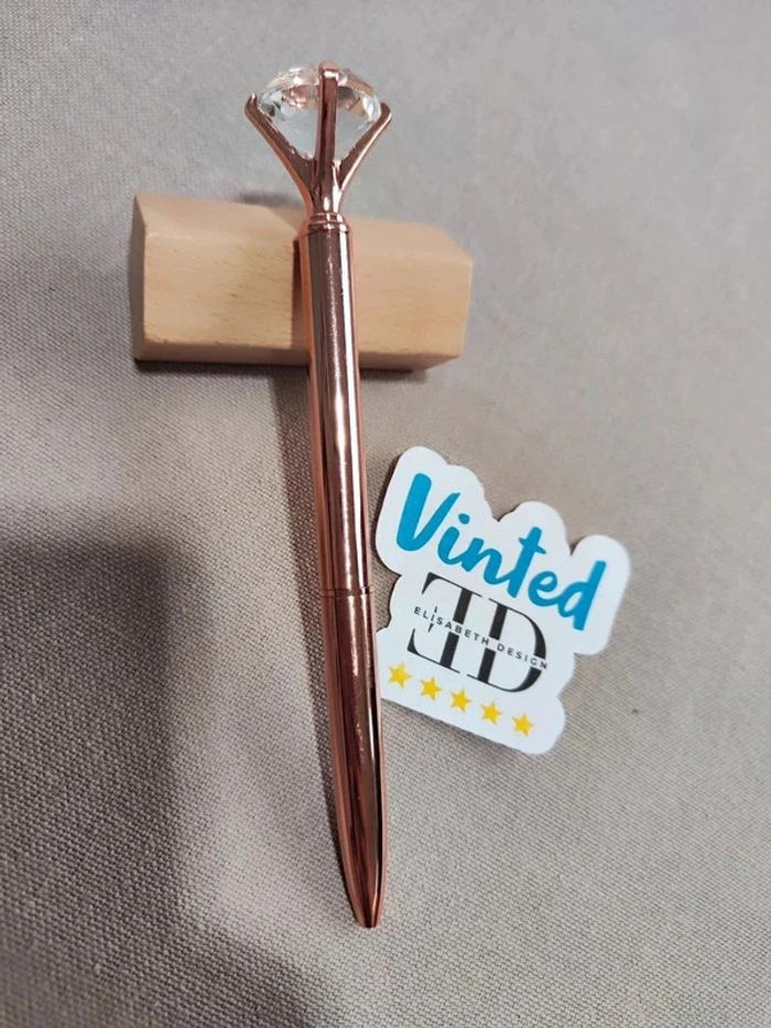 Stylo bic en métal avec diamant - photo numéro 2