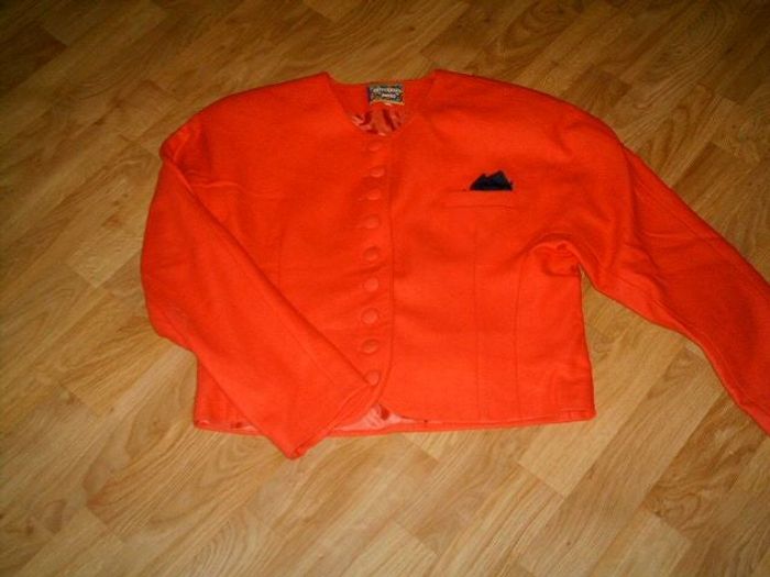 Veste CAMAIEU rouge laines mélangées très habillée taille 38 TBE