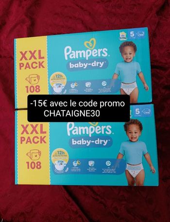 2 cartons de couches Pampers baby-dry T5 taille 5 XXL