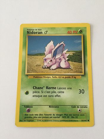 55/102 - Carte pokémon nidoran 55/102 commune set de base wizards CP