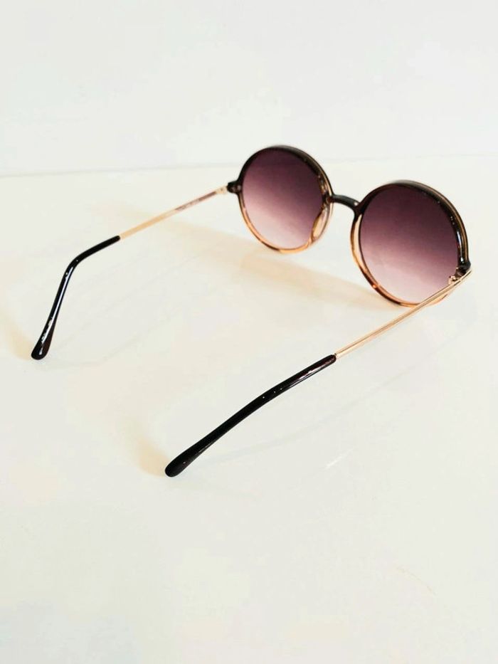 Lunette de soleil femme ronde marron dégradés bras dorés UV protection catégorie 3 - photo numéro 7