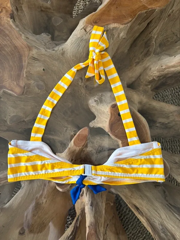 Haut de maillot de bain Petit bateau jaune blanc rayé - photo numéro 2