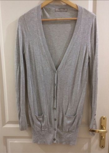Cárdigan gris, long, taille M, Zara