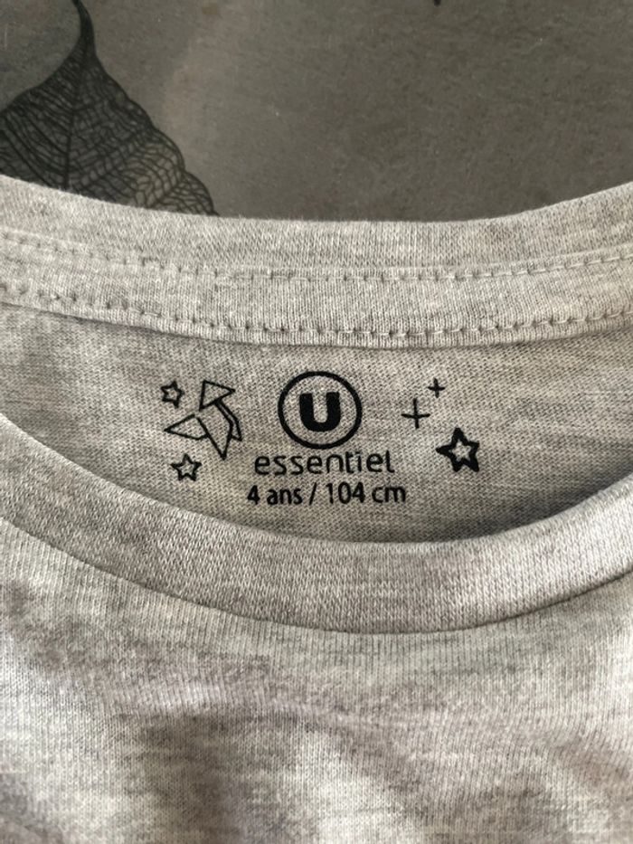 Teeshirt gris manches courtes 4 ans Super U - photo numéro 3