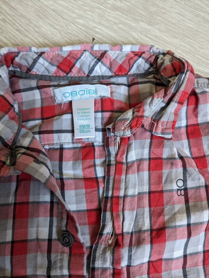 Ensemble jean et chemise à carreaux bébé 6 mois - photo numéro 2