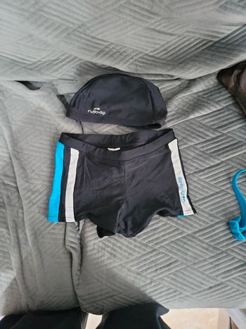 Maillot de bain short 10 ans + bonnet Nabaiji Decathlon