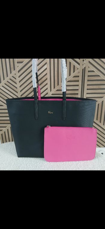 Sac a main noir et fuchsia réversible lacoste