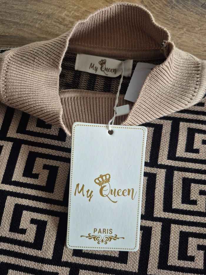 Robe pull femme Camel et Noire Taille Unique - photo numéro 3