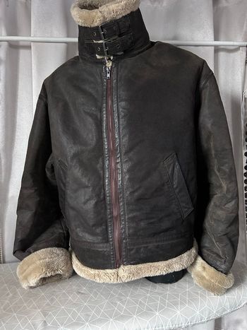 Blouson cuir vieilli marron XXL