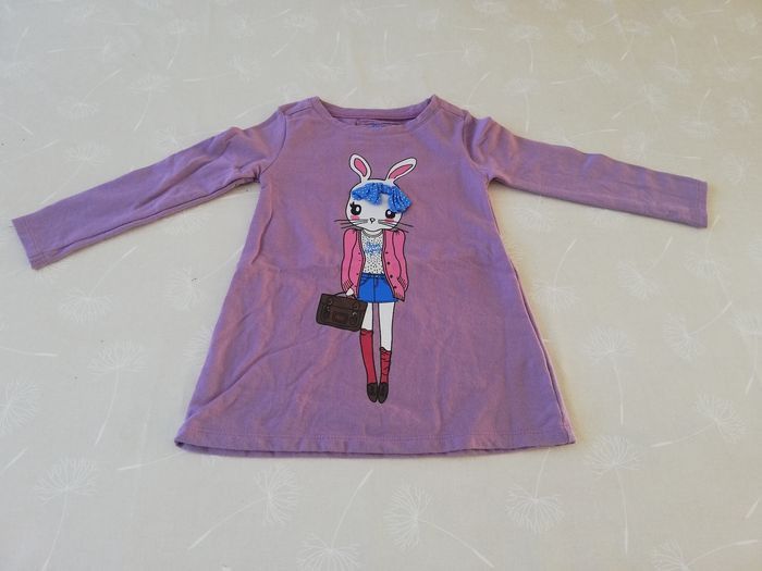 Robe manches longues violette lapin Tex 2/3 ans neuve 3€