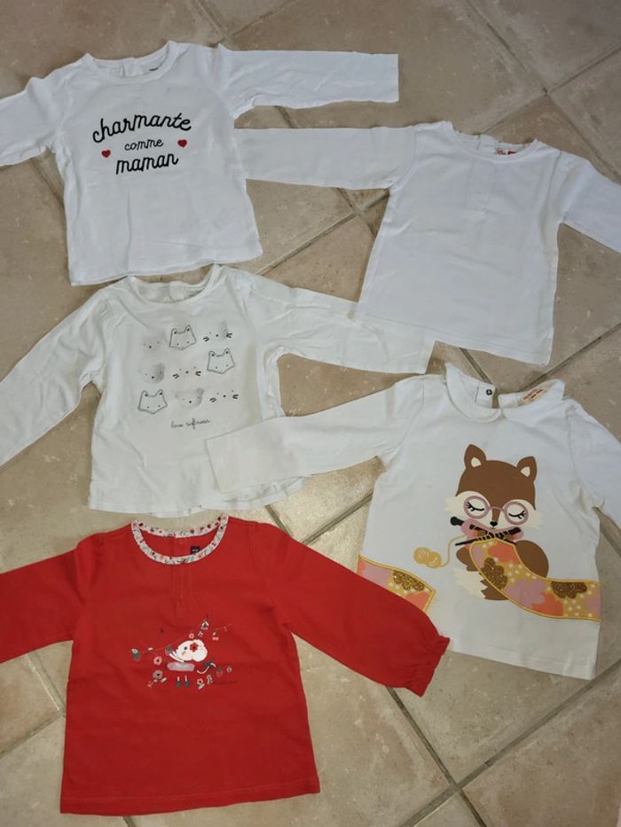 Lot 5 t-shirts fille 18 mois