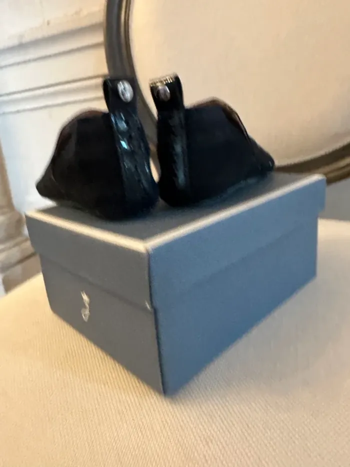 NEUF Jacadi chaussures chaussons cuir bleu marine pailletées bébé fille 19 Basila - photo numéro 7