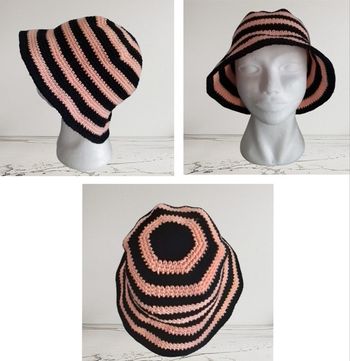 Bob chapeau souple coton noir/pêche S/M