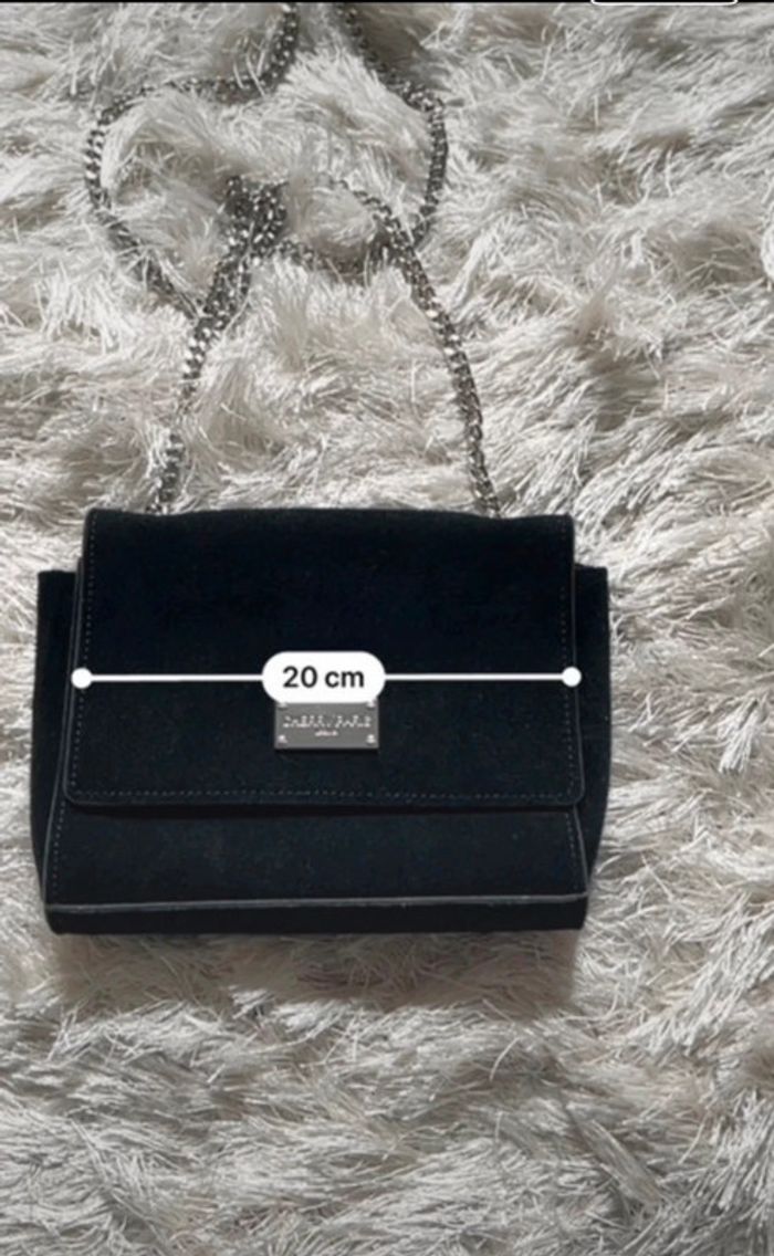 Pochette feutrée noir cuir de vachette chaîne métallique cherry Paris - photo numéro 8