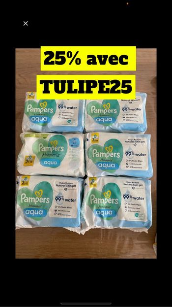 6 gros paquets de lingette Pampers Aqua fresh