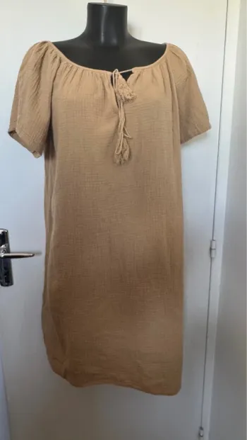 Robe gaze de coton Kamel 42