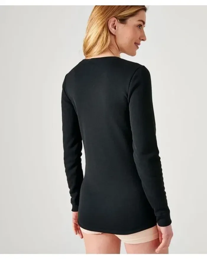 2 T-shirts Thermolactyl manches longues, molleton gratté - couleur : Noir - Taille : 46-48 (L) - photo numéro 3