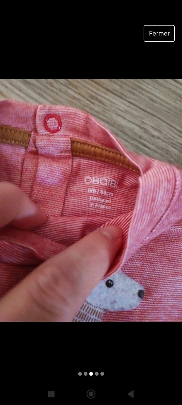 T-shirt Loup rouge 6 mois Obaïbi - photo numéro 2