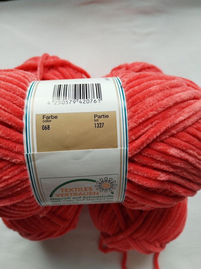 Lot de 3 pelotes Laine Chenille (300 g) - Corail / Orange - photo numéro 5