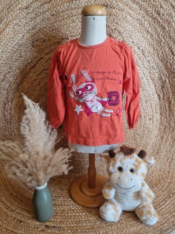 Jolie haut à manche longue orange lapin fille du pareil au même 23 mois 86cm