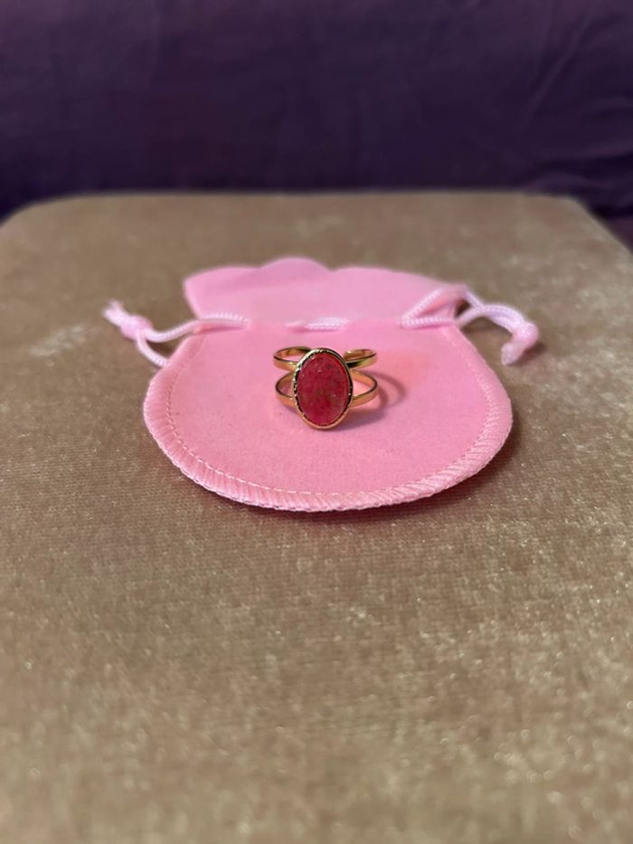 Bague ovale rose • taille ajustable - photo numéro 5