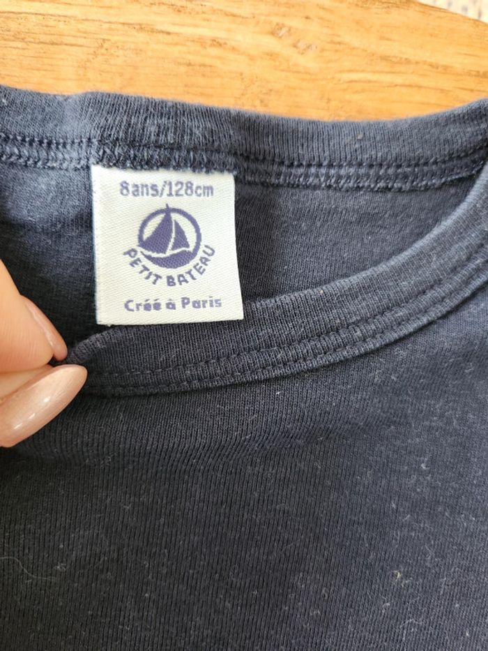 Tee-shirt basique manches courtes bleu marine Petit Bateau - photo numéro 2