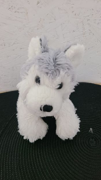 Doudou Chien Ganz Peluche husky blanc gris