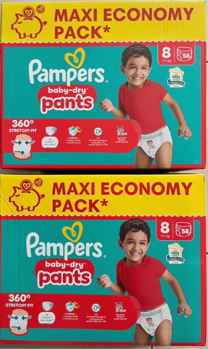 2 Cartons de couches Pampers taille 8