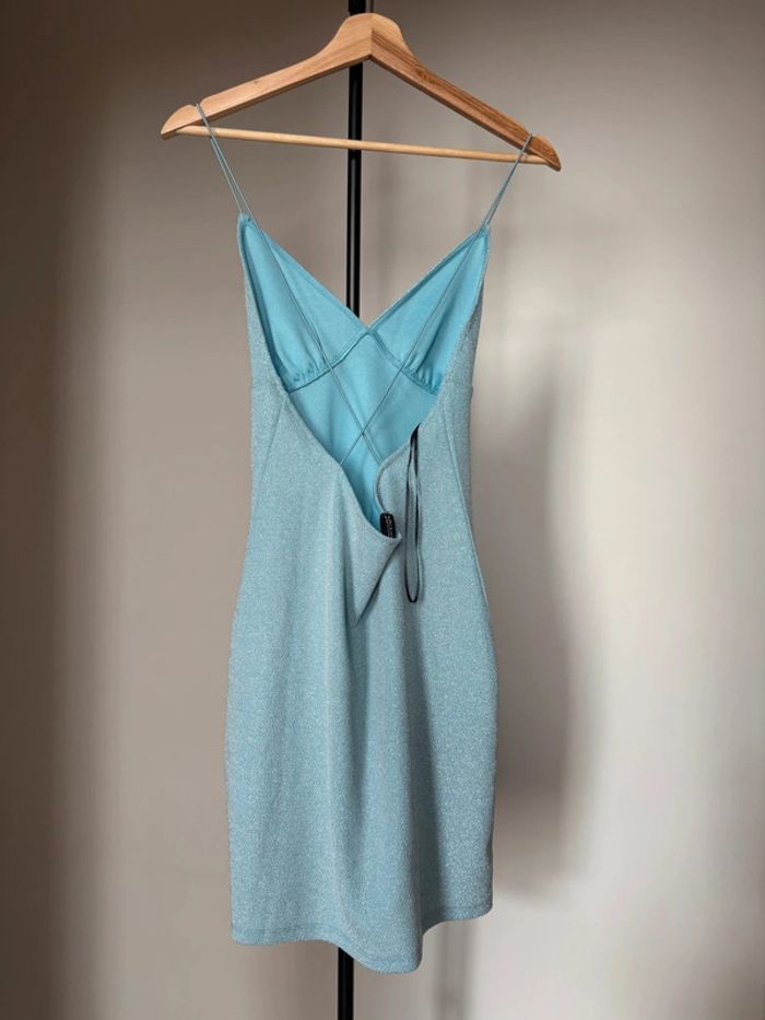 Robe bleu ciel filet argenté M H&M - photo numéro 2