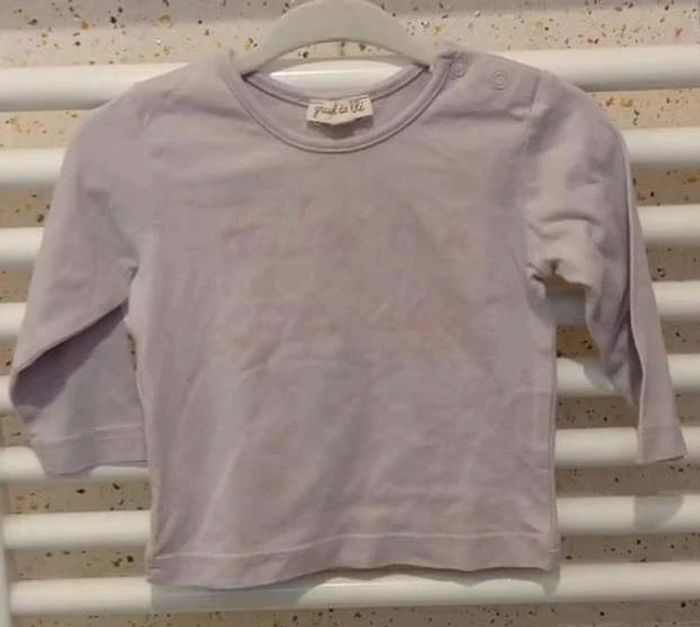 Tee  shirt manche longue  parme  imprimé  rose  Grain  de Blé Taille 6  mois - photo numéro 2