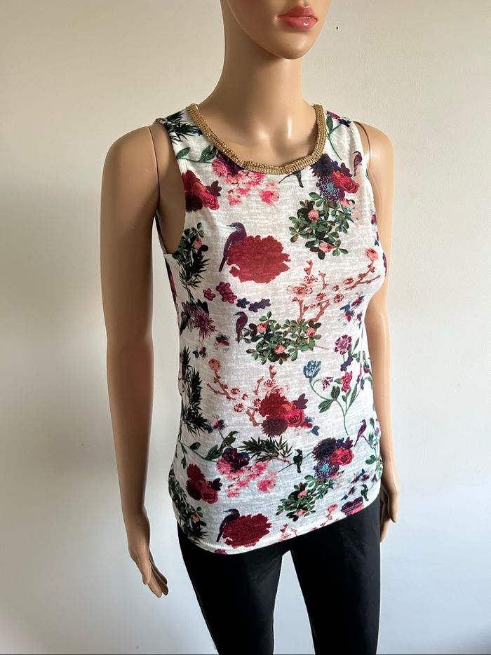 Débardeur fleuri neuf sans manches Morgan taille XS (valeur 29€) - photo numéro 2