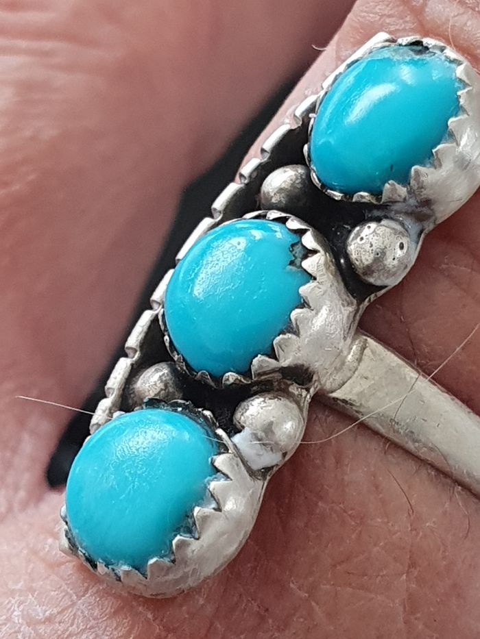 Bague ameridienne native turquoise et argent - photo numéro 4