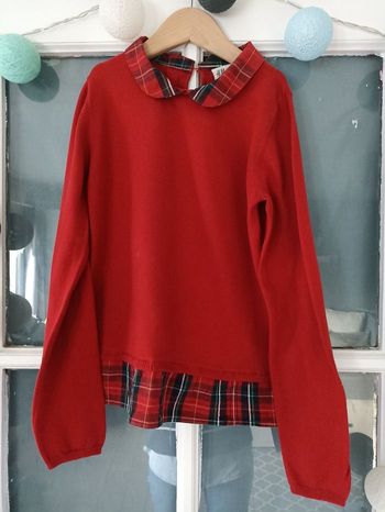 Pull col claudine écossais effet chemise