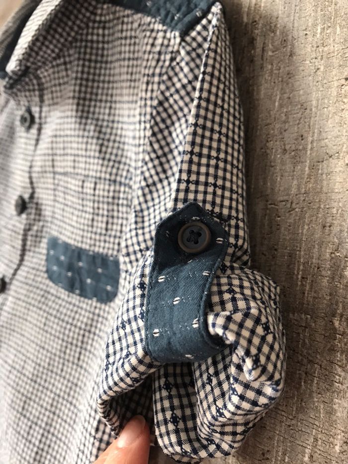 Chemise à carreaux bleus garçon 18 mois - photo numéro 5