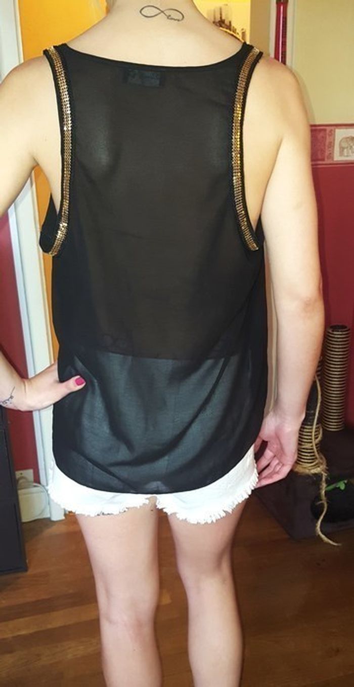 Top noir strass doré Taille S - photo numéro 3