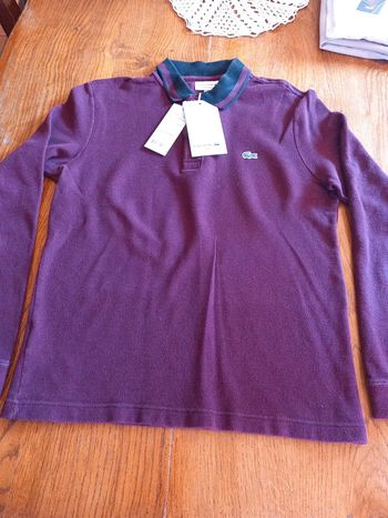 😷polo Neuf T38/40 Lacoste violet foncé