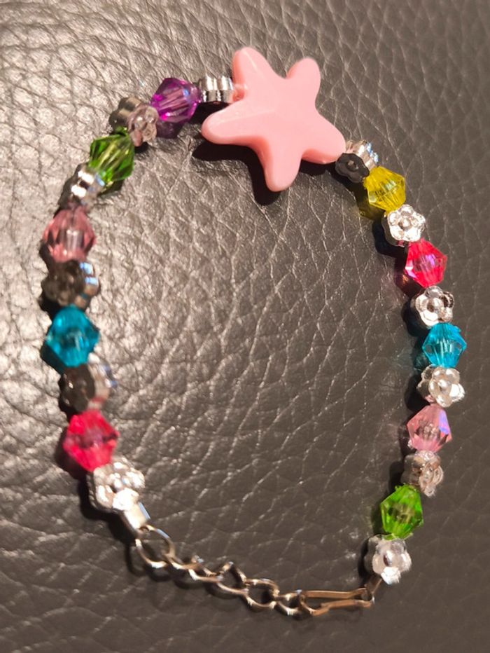 Bracelet enfant plastique étoile rose
