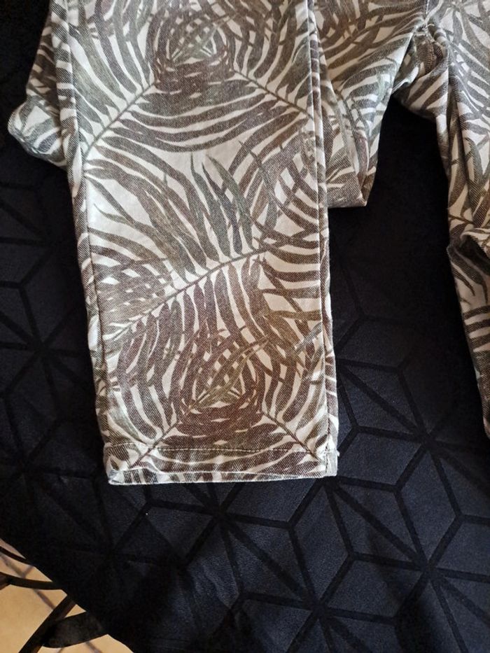 Pantalon original imprimé feuille de fougères taille haute 38 - photo numéro 10