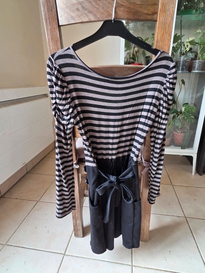 Robe noir rayé gris/marron - photo numéro 9