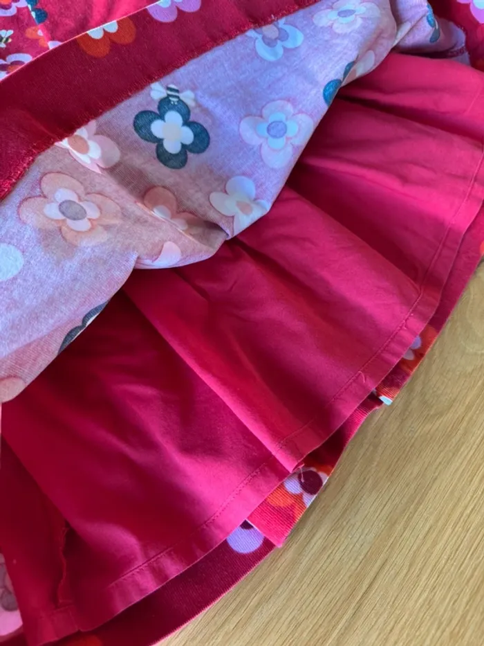 Robe ML en velours rouge avec fleurs - Taille 4 Ans - photo numéro 9