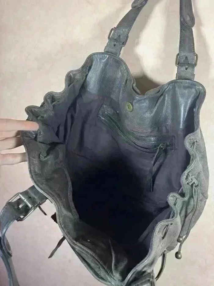 Sac à Main Gerard Darel 24H en Cuir Gris Marron Vintage - photo numéro 12
