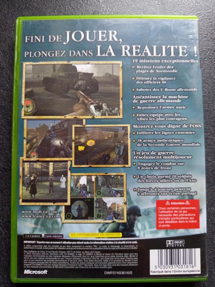 Microsoft - Xbox - Medal of honor - En première ligne - photo numéro 2