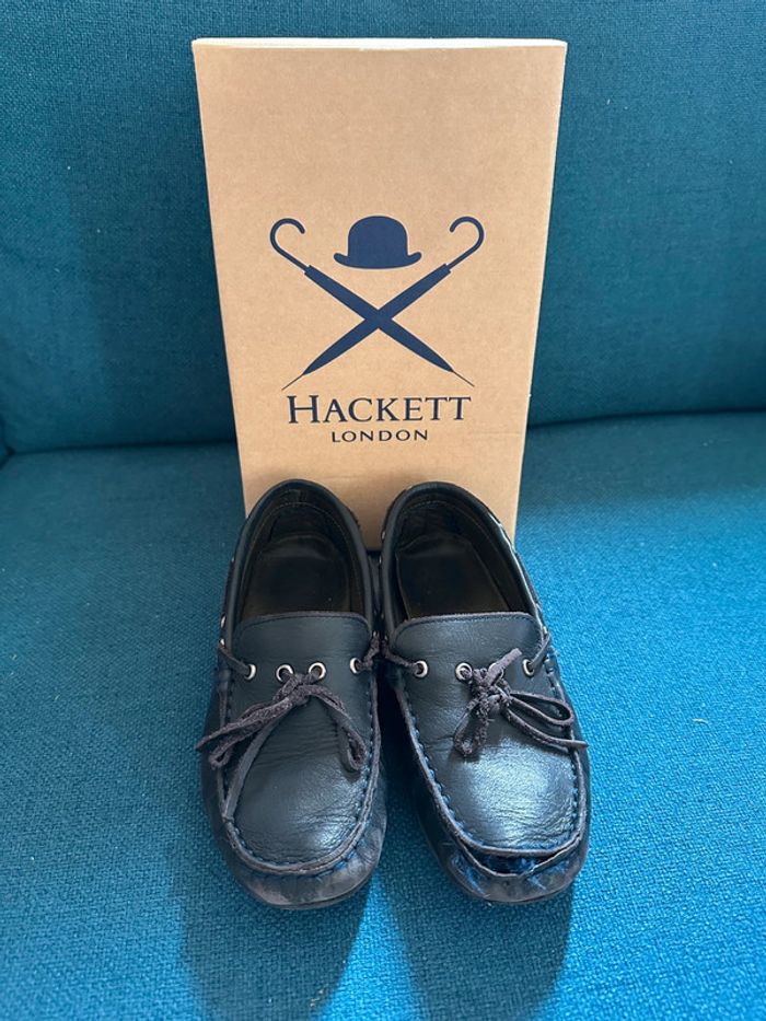 Mocassins Hackett cuir bleu marine 32