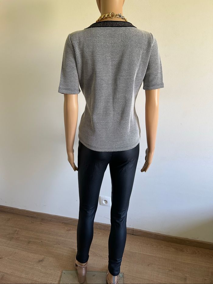 Blouse noire et grise à manches courtes Morgan taille L bon état - photo numéro 6