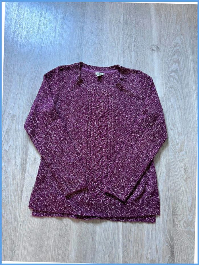 Pull torsadé Femme L.L. Bean Bordeaux Taille M - photo numéro 2