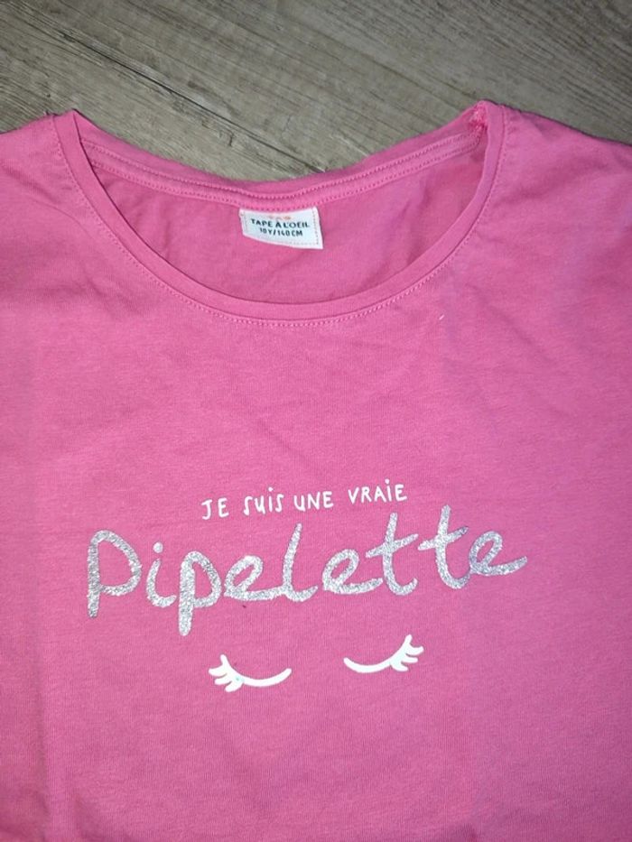 T shirt 10 ans Tape à l'oeil " Je suis une vraie pipelette" - photo numéro 2