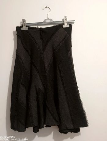 Jupe grise noir femme effet décousu T36