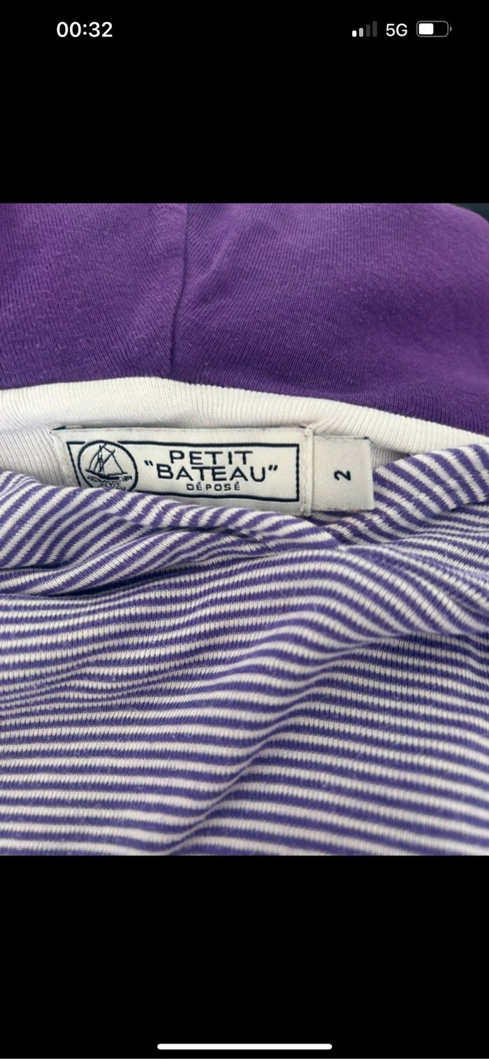 Sweat à capuche petit bateau milleraies - photo numéro 3