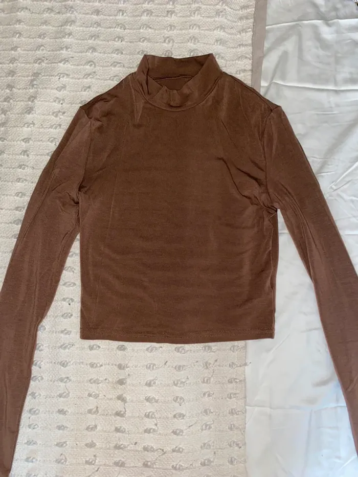 Crop top manches longues marron Shein