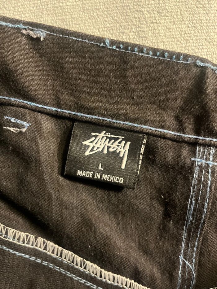 Short/Jort Stussy Black Embroidered Blue Lagoon Big Logo Back – Taille L - photo numéro 7